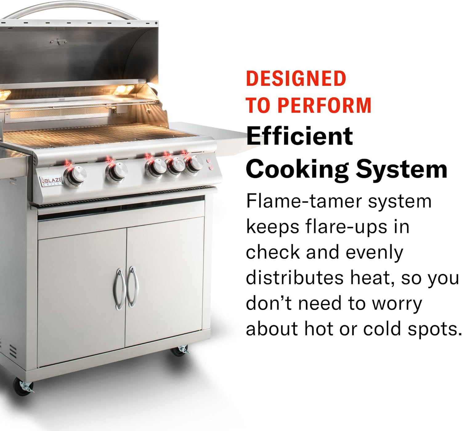 Blaze Premium LTE Built-in Natural Gas Grill | 40-Inch 5-Burner BBQ with Rear Infrared Burner & Grill Lights | 304 Stainless Steel Construction BLZ-5LTE2-NG