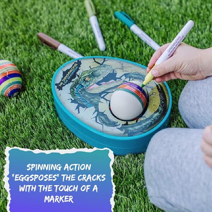 The Eggmazing Egg Decorator The DinoMazing Dinosaur Egg Refill - for The DinoMazing Egg Decorating Spinner by EggMazing - Egg with Mystery Dinosaur and Non-Toxic Slime - 6 Eggs