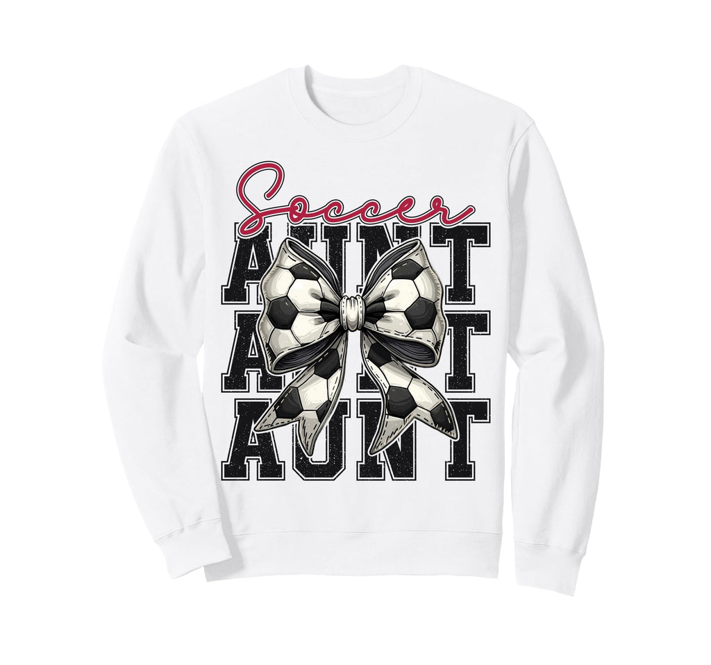 Soccer Aunt Funny Coquette Bow Sweatshirt - Novelty Apparel for Adults