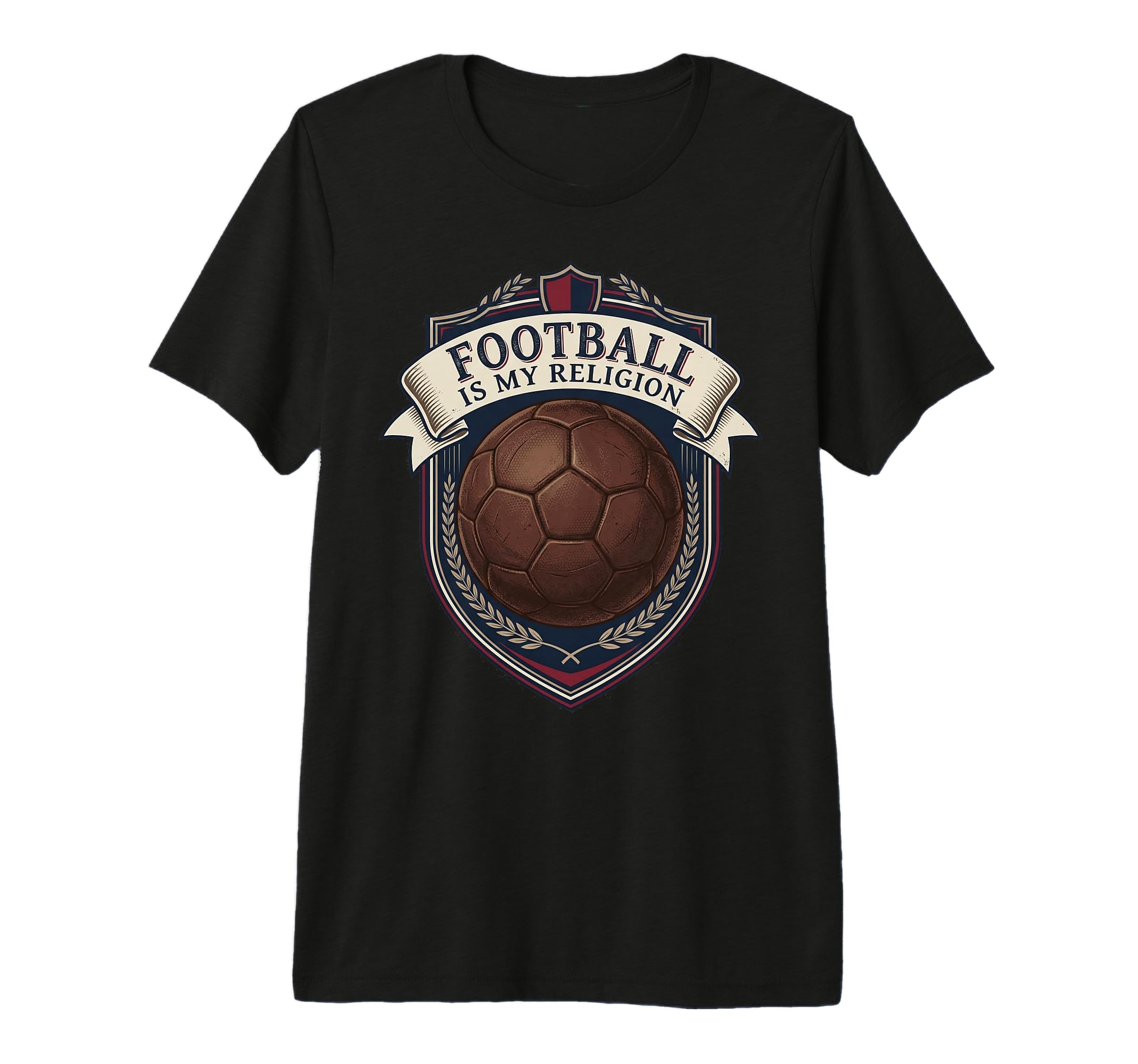 Football Is My Religion Soccer Crest T-Shirt - Minimalist Print for Adults