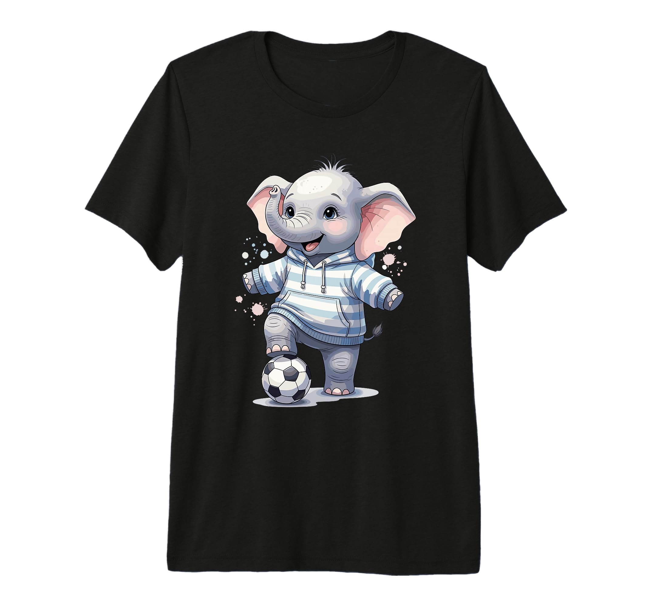 Elephant Soccer Player Striped Art Tri Blend Hoodie - Graphic Print Unisex