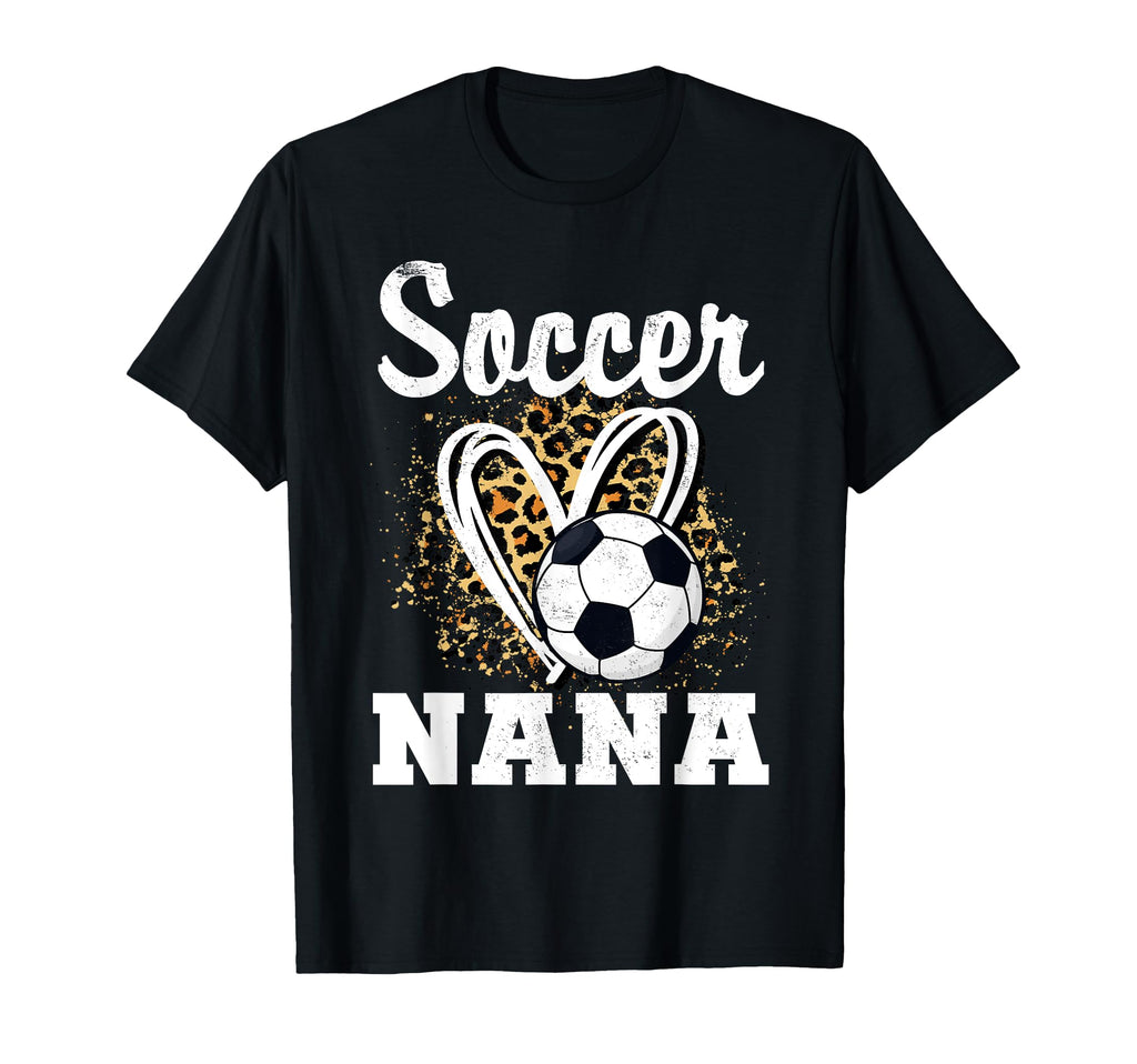 Soccer Grandma Leopard Heart Soccer T-Shirt - Novelty Apparel for Adults