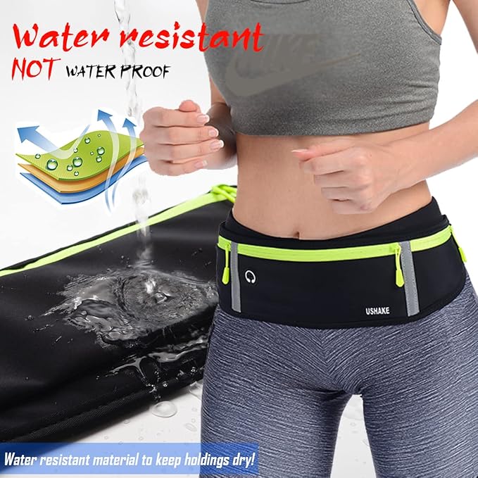 USHAKE Slim Running Belt, Workout Fanny Pack for Men Women,Exercise Waist Pack for Apple iPhone Holder, Runner Belt for Running Walking Cycling Camping Gym