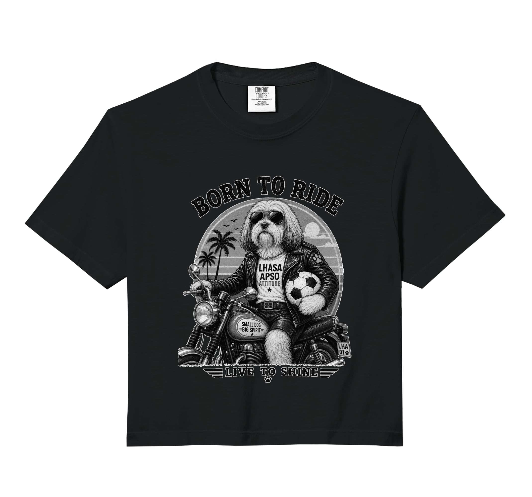 Lhasa Apso Motorbike Love Footbal Soccer Hoodie - Minimalist Print Unisex
