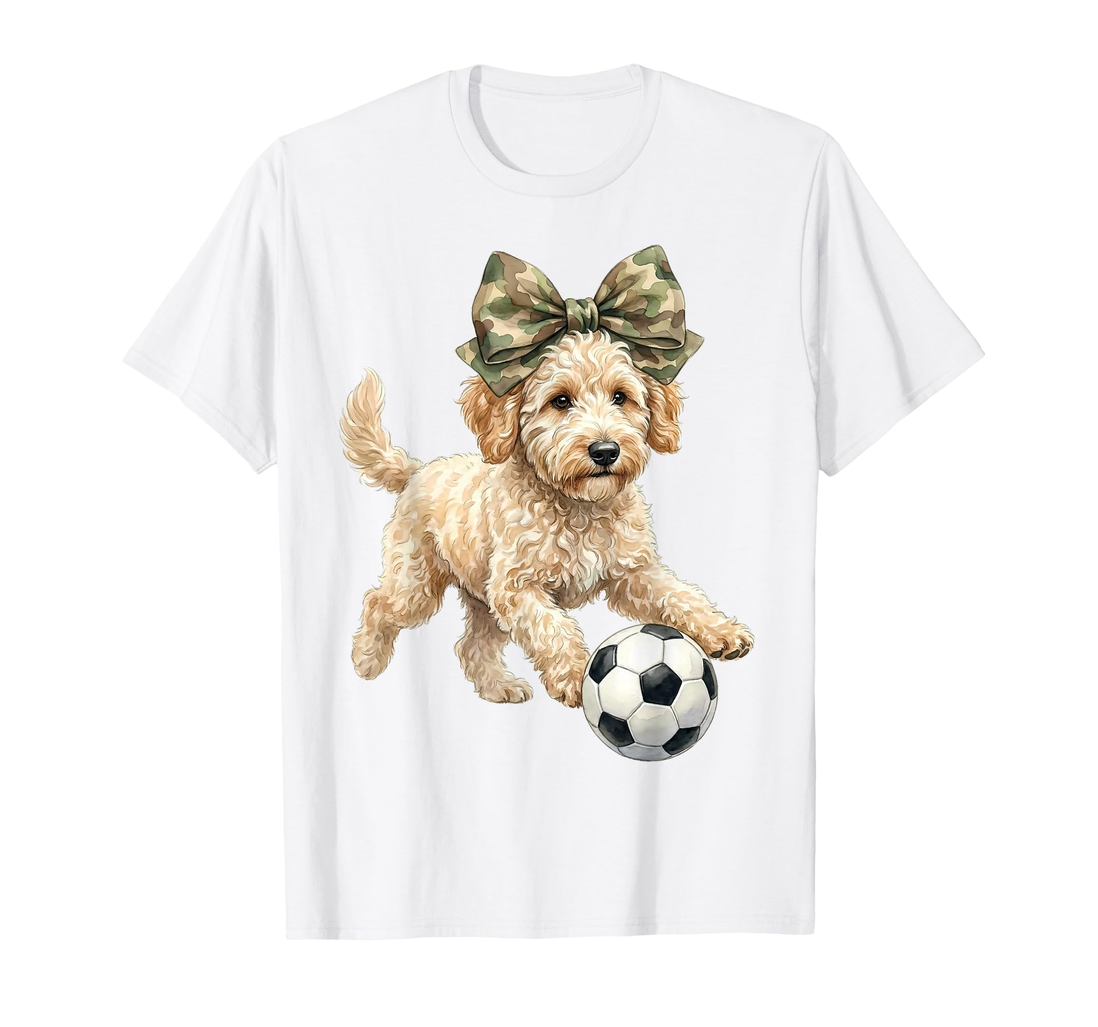 Goldendoodle Soccer Camo T-Shirt - Casual Everyday Wear for Adults