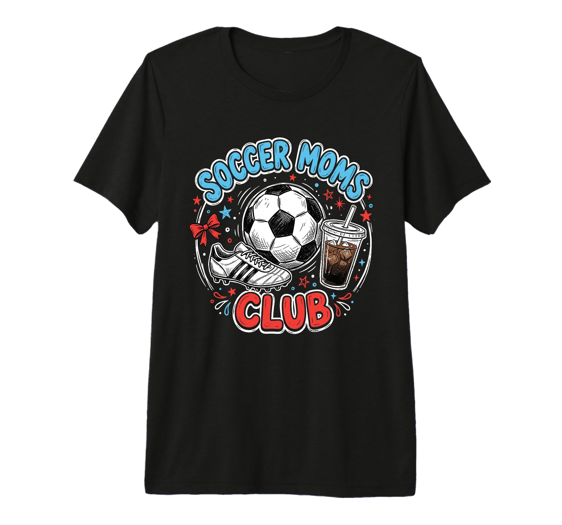 Soccer Moms Club Iced Coffee Cleats T-Shirt - Fun Novelty Design Men Women