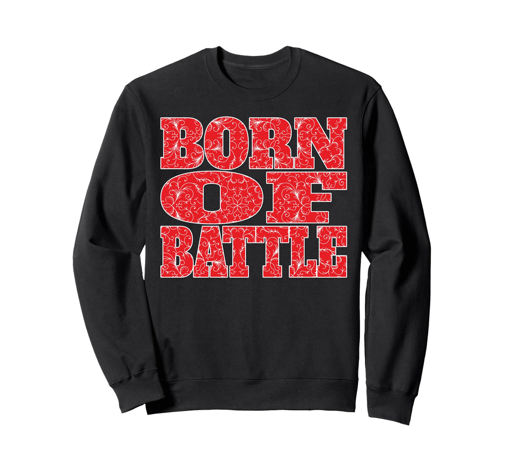 Born Battle Patterned Text Soccer Sweatshirt - Minimalist Print Unisex