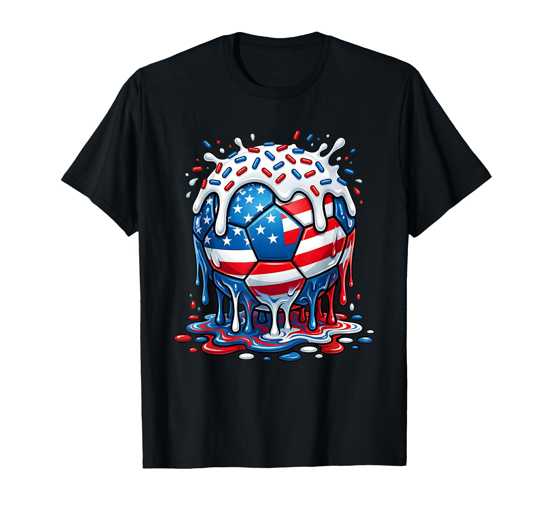 Soccer Ice Cream Drip Melting Ball T-Shirt - Custom Art Print for Adults