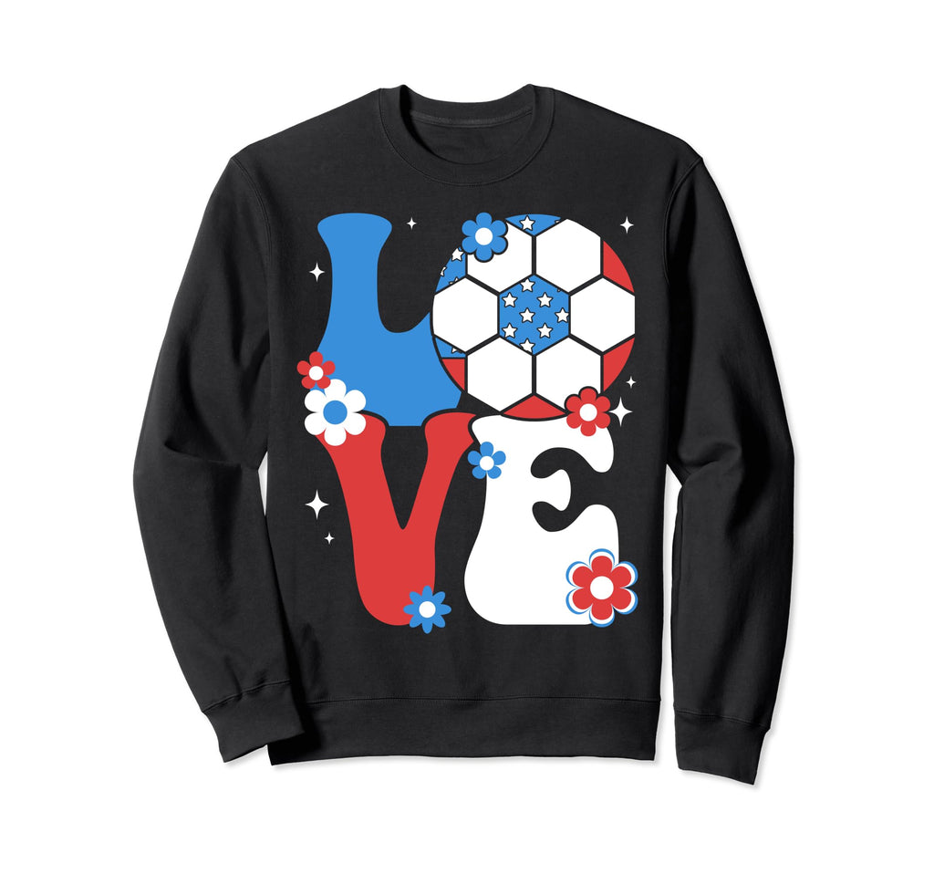Soccer Love 4Th July Us American Flag Sweatshirt - Minimalist Print Unisex