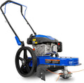 BILT HARD Walk Behind String Trimmer, 170cc 4-Cycle Gas Brush Hog Mower, 22 Inch Cutting Diameter, Push Weed Eater with 14 Inch Flat Free Wheels, Brush Cutter for Farm, Lawn, Yard