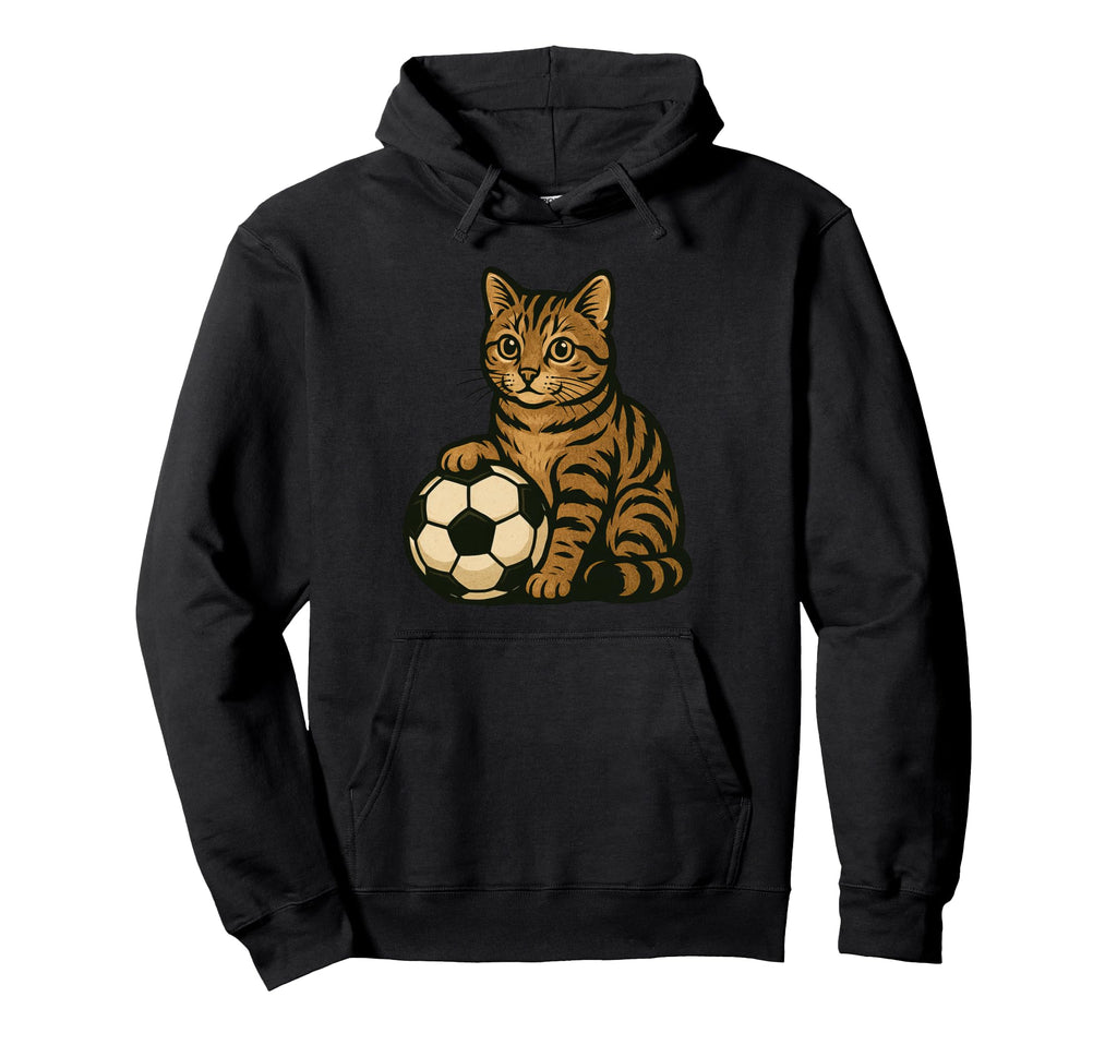Funny Cat Soccer Hoodie - Casual Everyday Wear for Adults