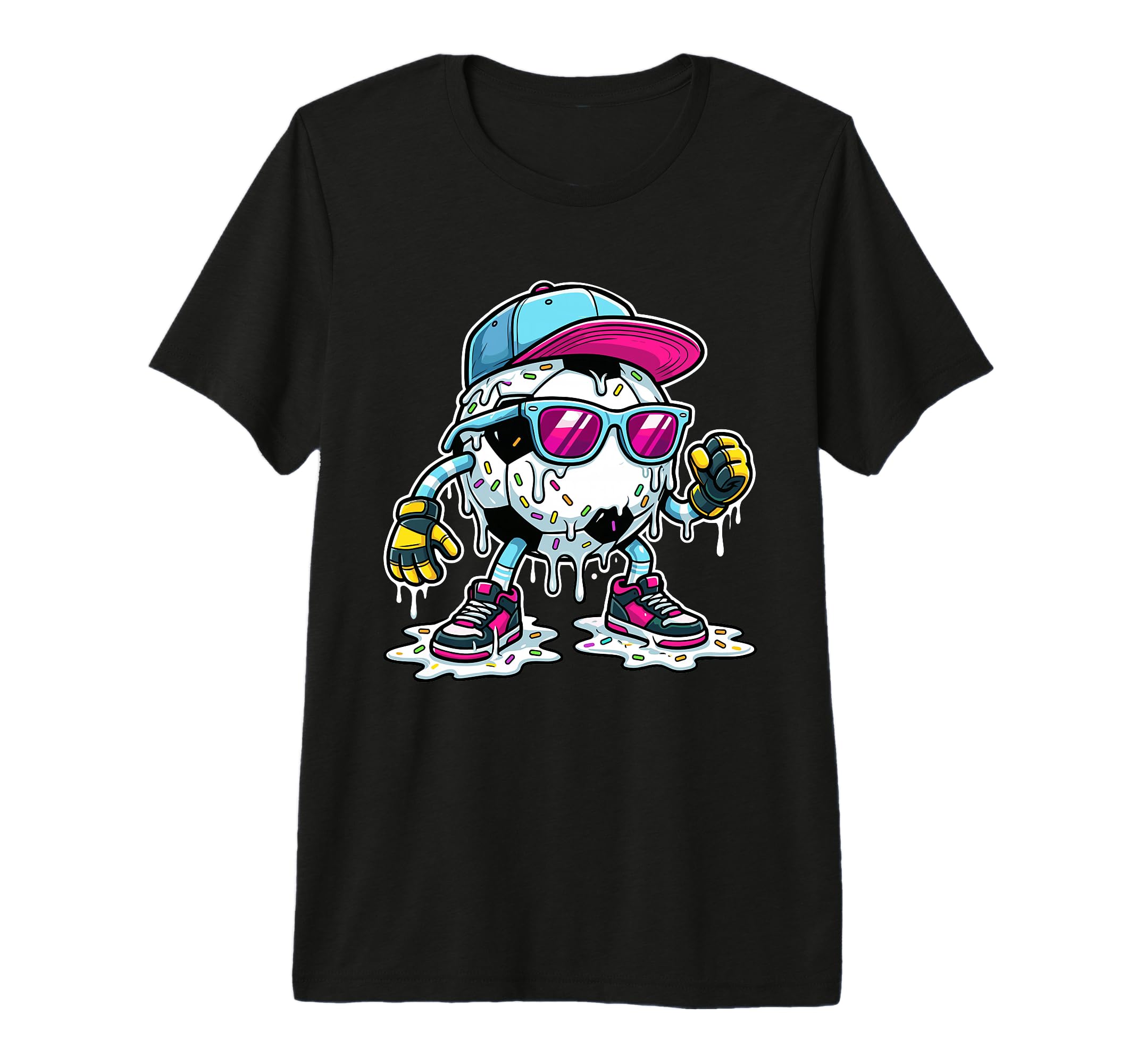 Soccer Ball Melting Ice Cream Drip T-Shirt - Aesthetic Graphic Unisex