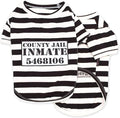 Parisian Pet Dog Shirt - Prisoner Dog Costume - 100% Cotton Black and White Strips Dog Clothes - Lightweight Polyester Dog Shirts - Sleeved Dog Costume for Medium Dogs - Pet Costumes - L