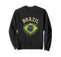 Brazil Flag Soccer Fans Sweatshirt - Trendy Graphic Men Women