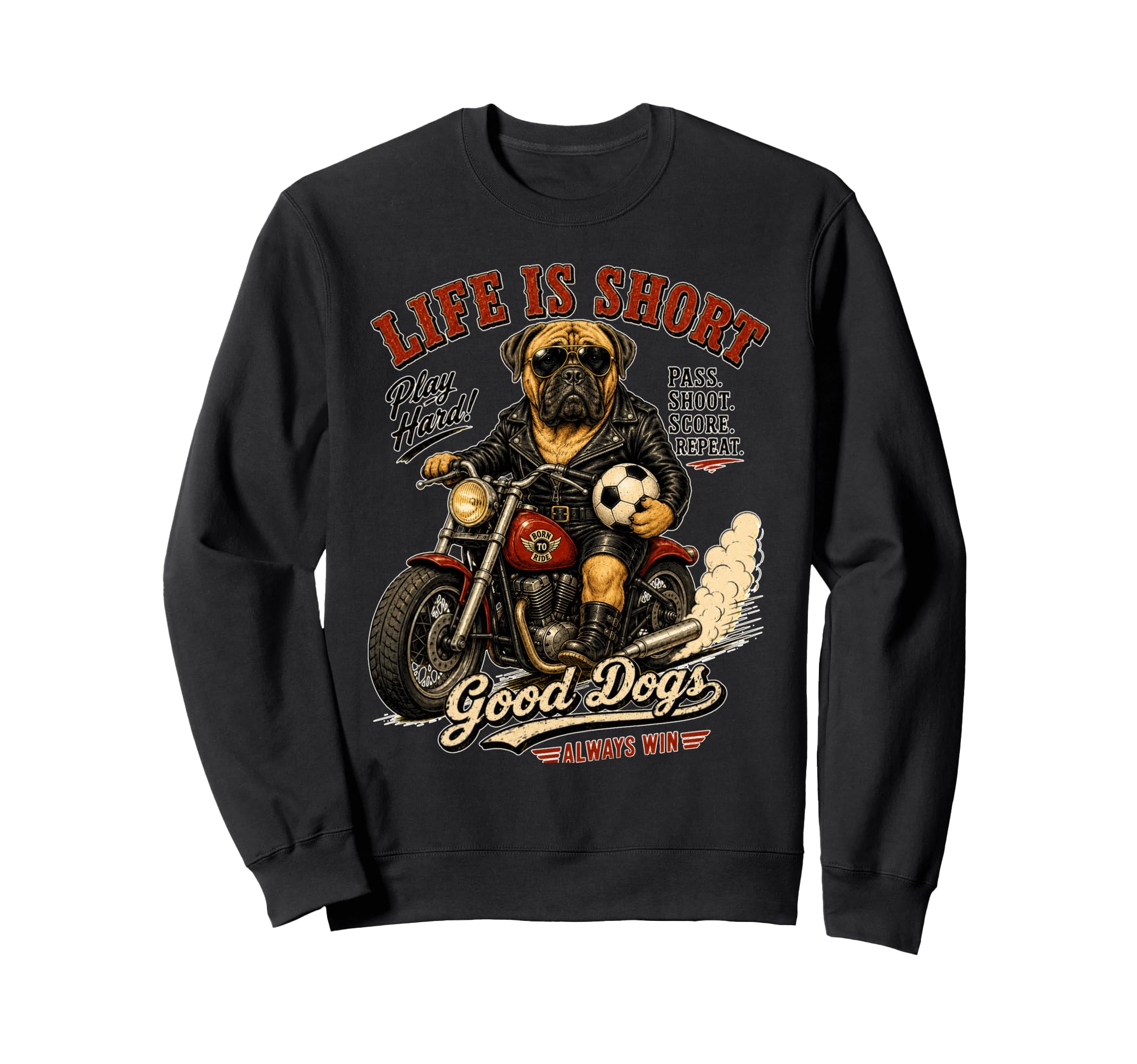 Mastiff Motorbike Love Footbal Sweatshirt - Aesthetic Graphic Men Women