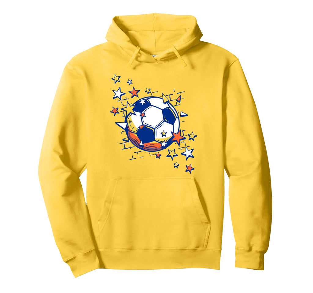 Trendy Soccer Ball From Stars Chest Logo Hoodie - Novelty Apparel Unisex