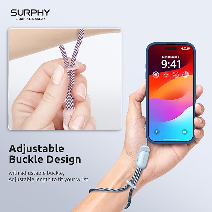 SURPHY 2 Pack Phone Lanyard for Cellphone Case, Phone Wrist Strap for Case, Cellphone Strap with 2-Color Braided, Charm Wrist Lanyard for Women and Men, Pink & Cloud Blue