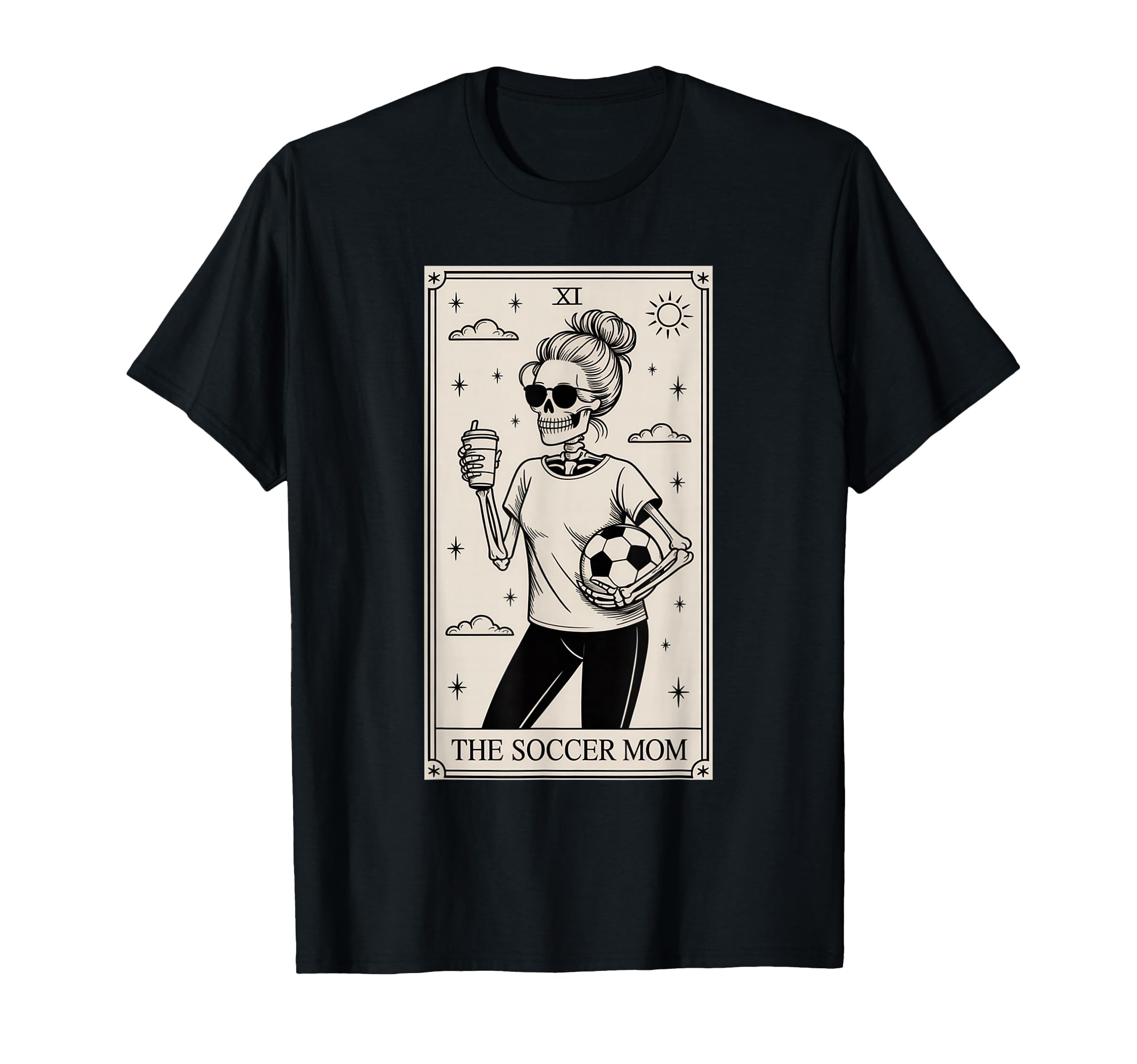 Soccer Mom Skeleton Tarot Card T-Shirt - Fun Novelty Design for Adults