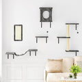 NUNU LAB Wall Mounted Cat Furniture, 5 Pcs Cat Wall Shelves with House, Bridge, Steps, Scratching Post, Shelves, Indoor Safe & Stable Furniture for Kittens Play, Gray
