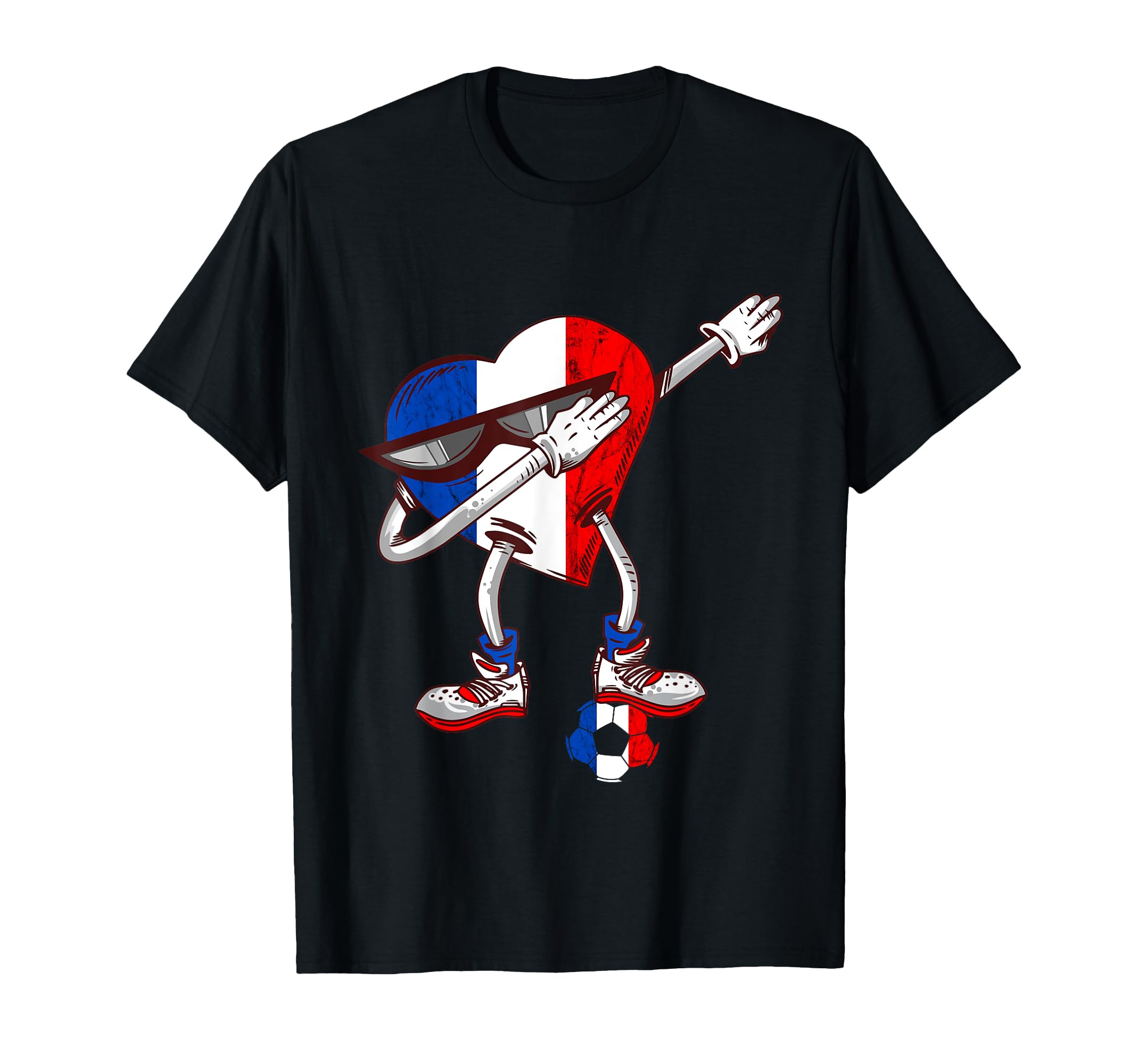 French Soccer Team Dabbing Heart T-Shirt - Streetwear Style for Adults