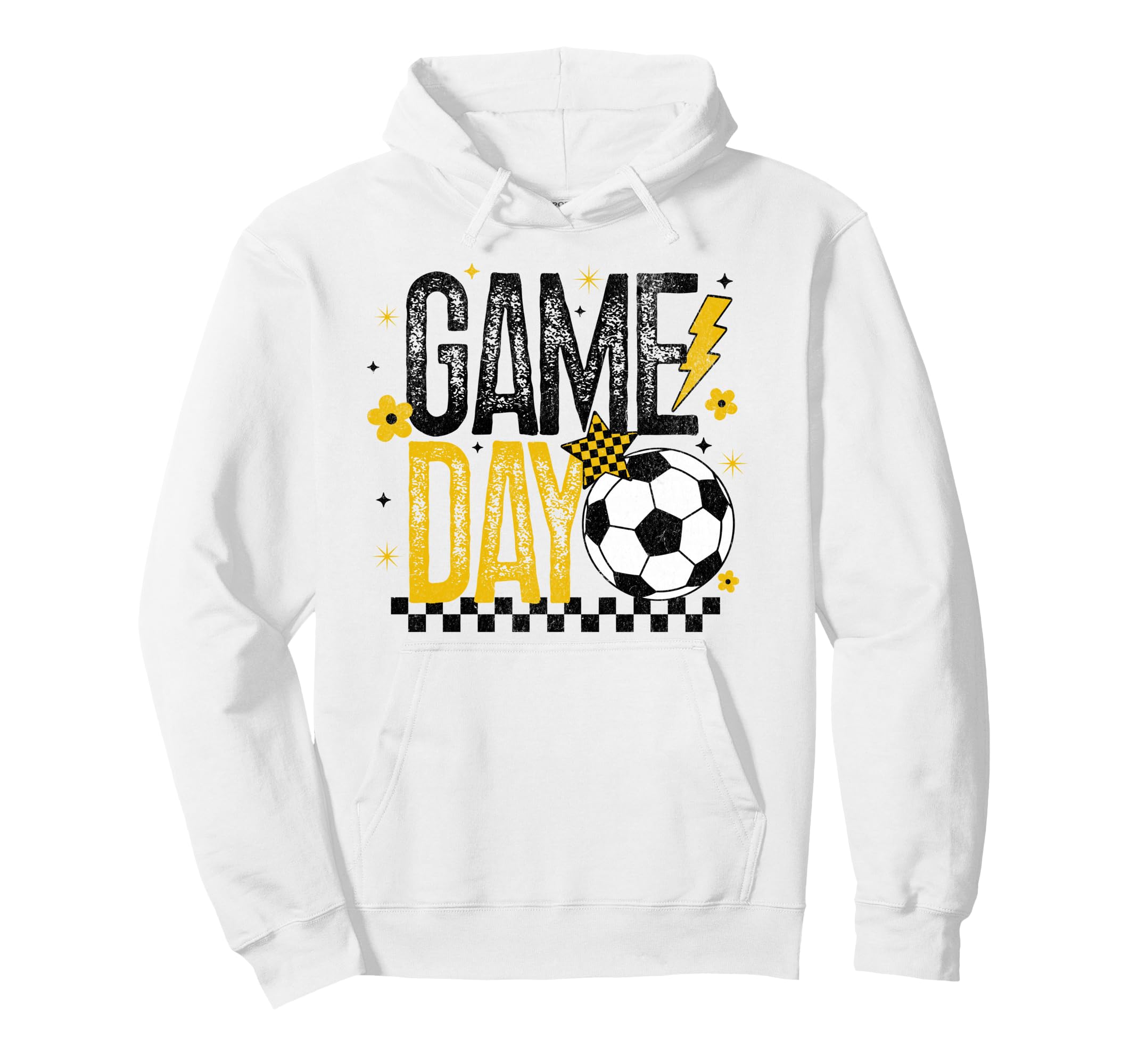 Game Day Soccer Season Black Yellow Hoodie - Casual Everyday Wear Unisex