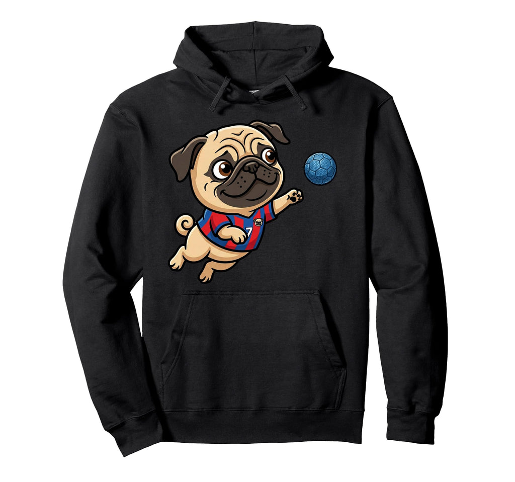Pug Handball Player Puppy Sports Funny Hoodie - Unique Graphic for Adults