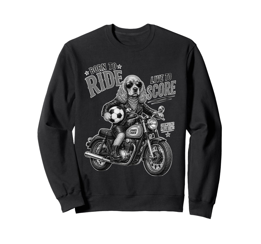 Cocker Spaniel Motorbike Love Sweatshirt - Fun Novelty Design Men Women