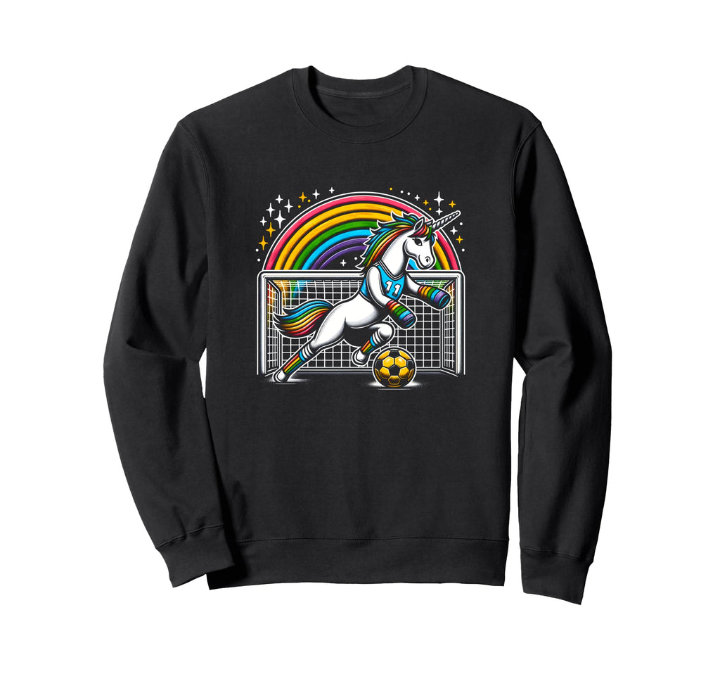 Unicorn Playing Soccer Goalie Keeper Sweatshirt - Novelty Apparel Unisex