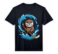 Otter Ice Hockey Player Stick T-Shirt - Unique Graphic for Adults