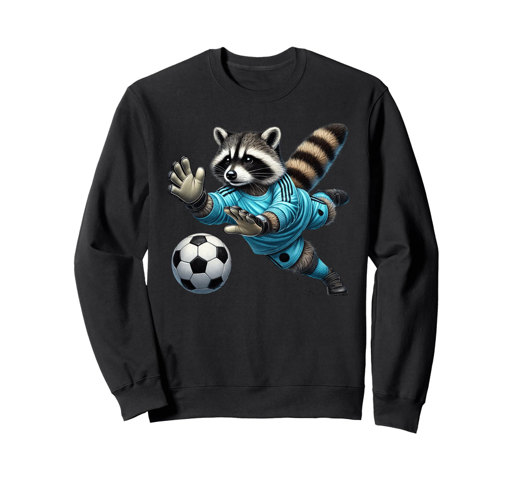 Raccoon Soccer Goalie Diving Save Sweatshirt - Aesthetic Graphic Unisex