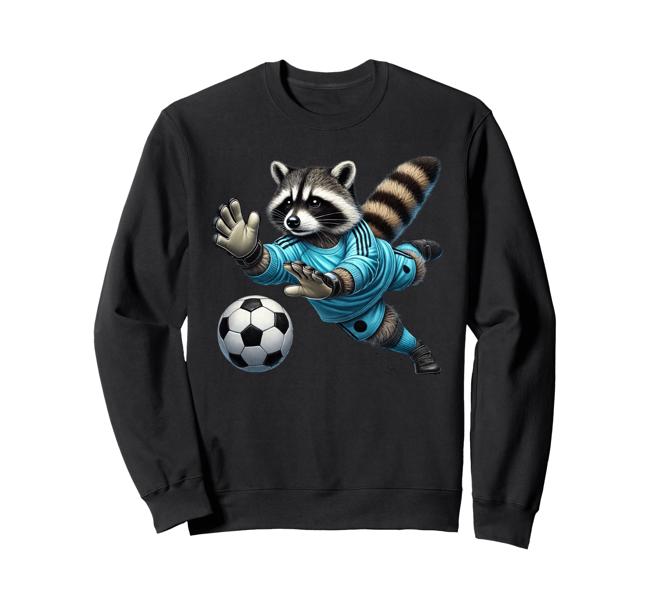 Raccoon Soccer Goalie Diving Save Sweatshirt - Aesthetic Graphic Unisex
