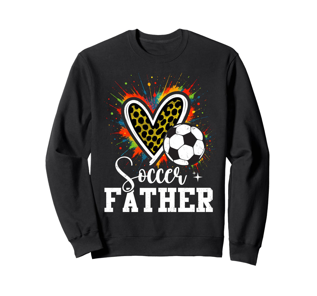 Soccer Father Leopard Heart Sweatshirt - Casual Everyday Wear Men Women
