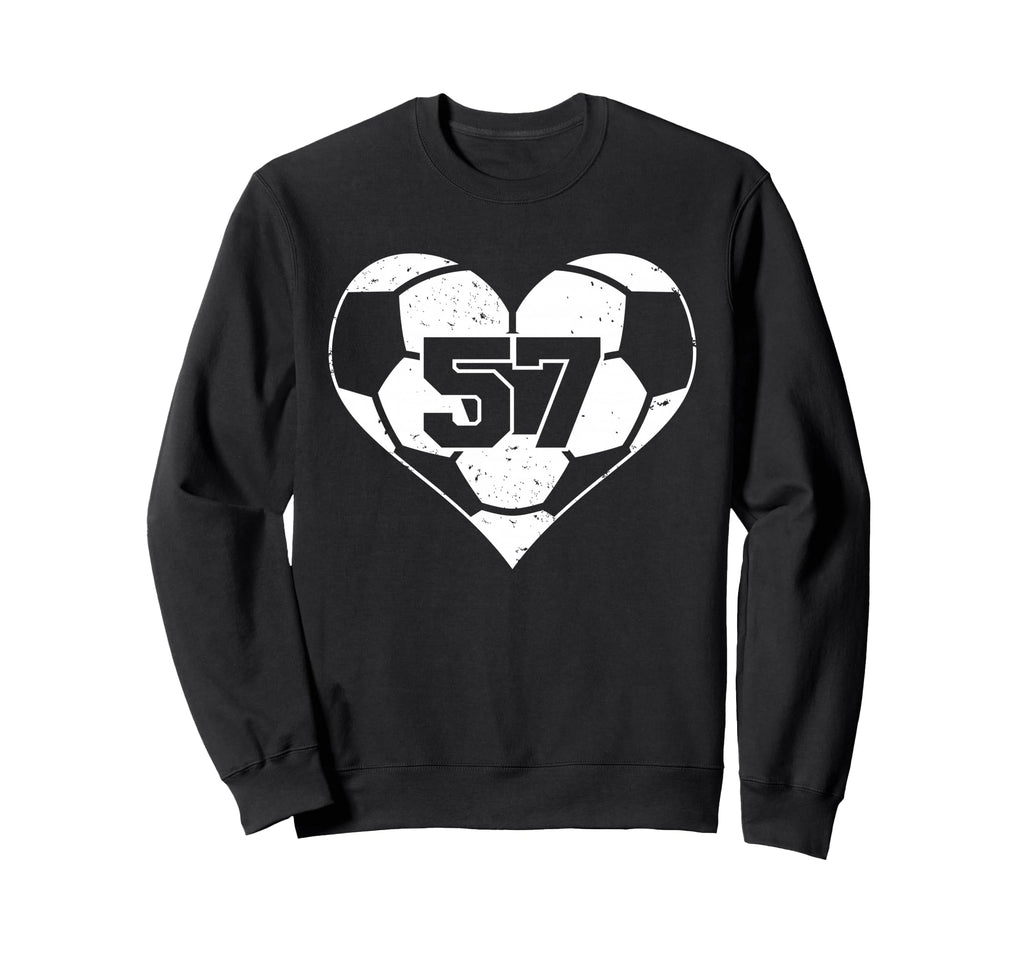 Soccer Heart Number 57 Jersey Sweatshirt - Casual Everyday Wear Unisex