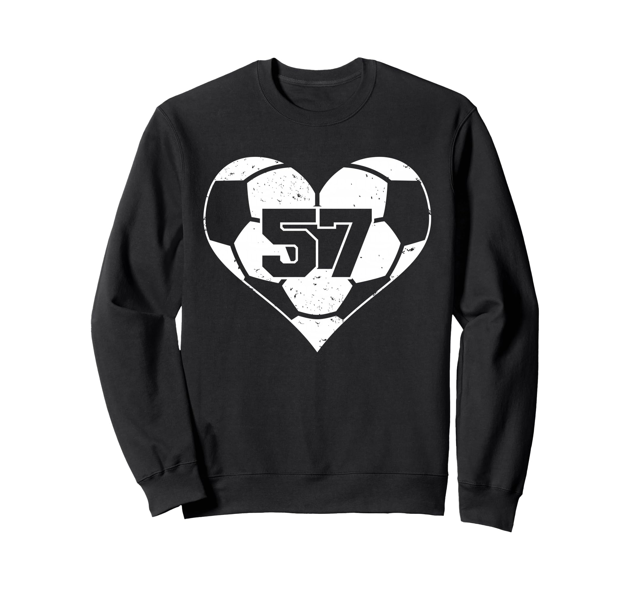 Soccer Heart Number 57 Jersey Sweatshirt - Casual Everyday Wear Unisex