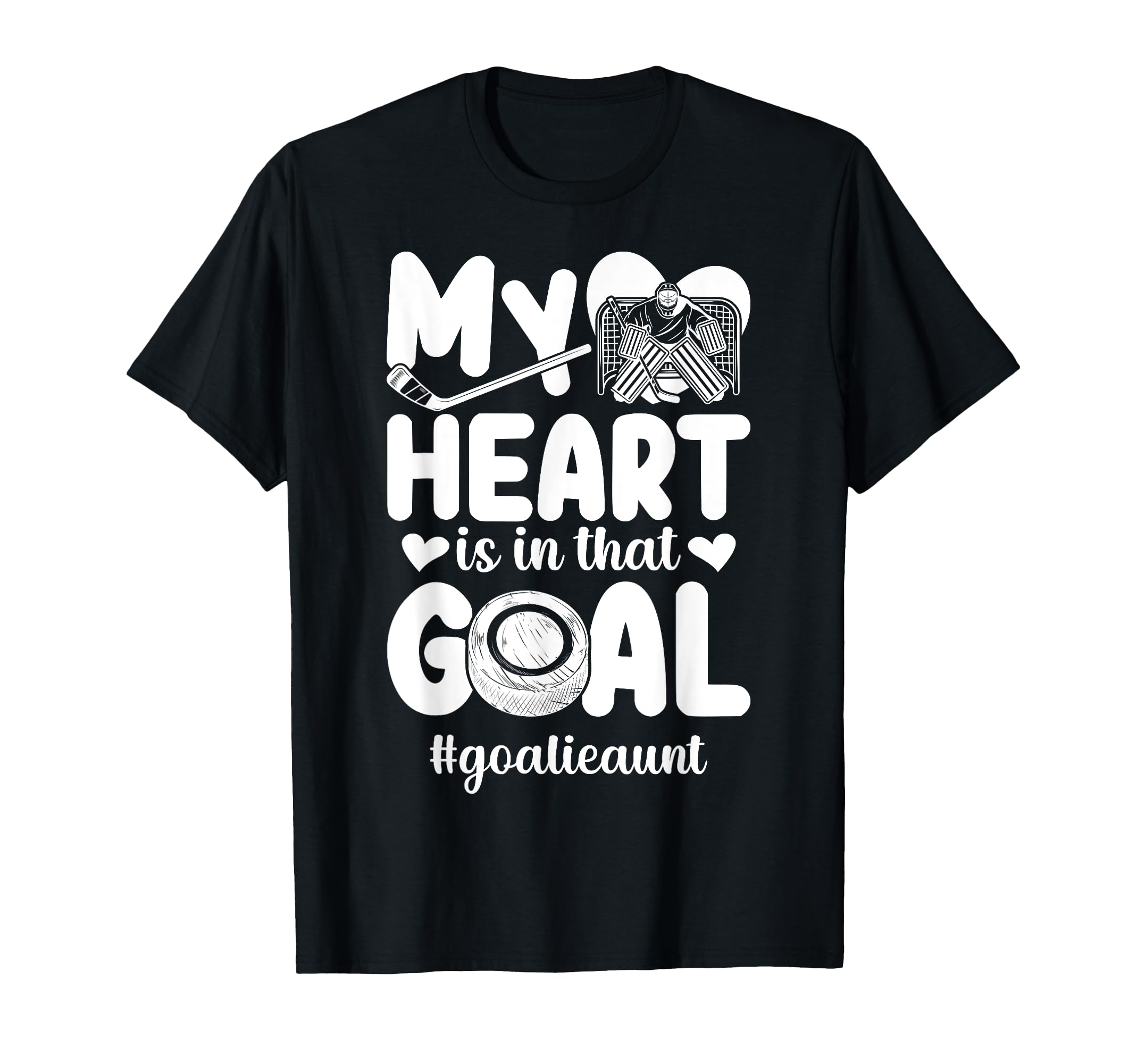 Proud Ice Hockey Goalie Aunt Hockey T-Shirt - Novelty Apparel for Adults