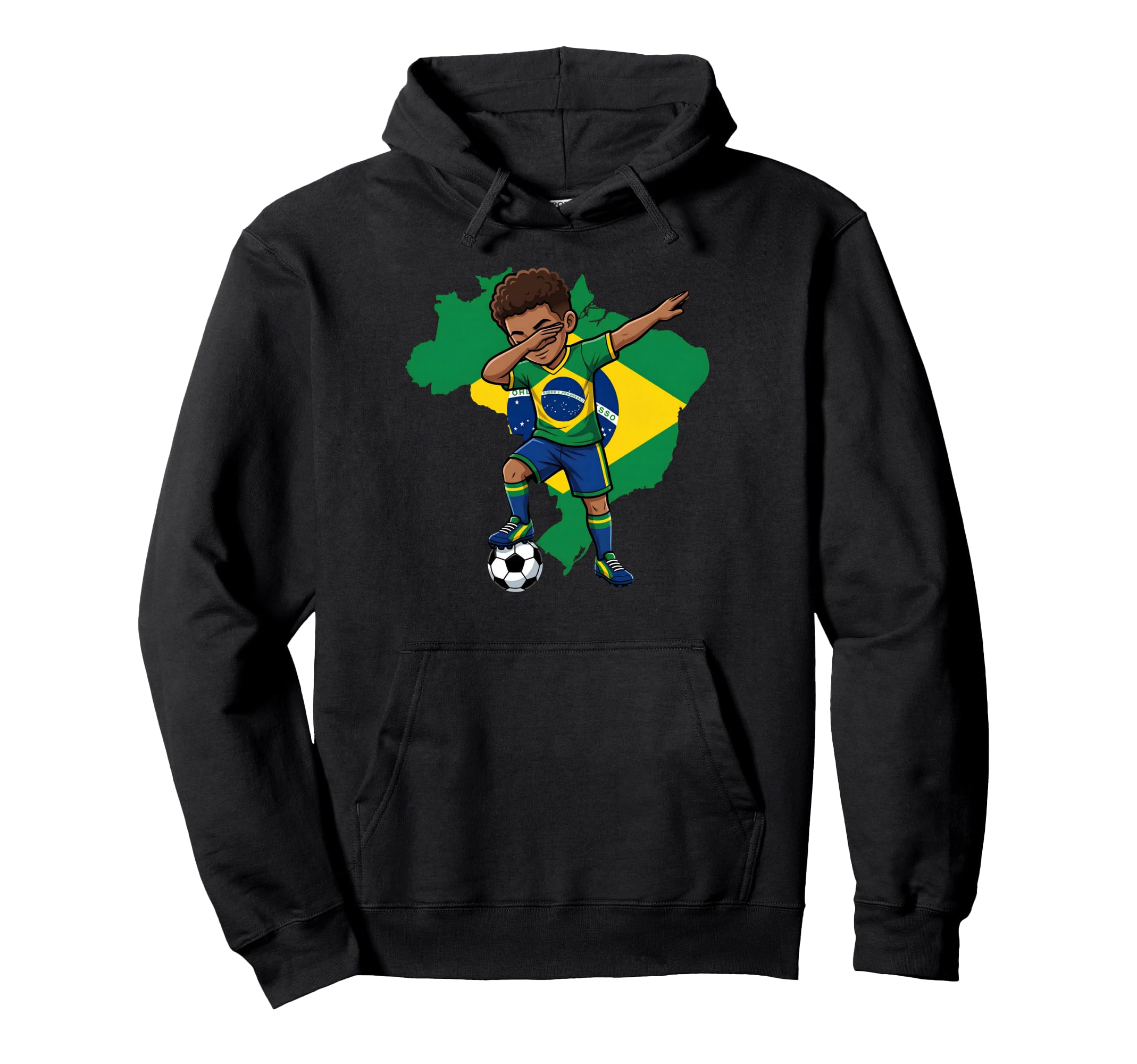 Brazil Soccer Dab Flag Football Hoodie - Streetwear Style Unisex