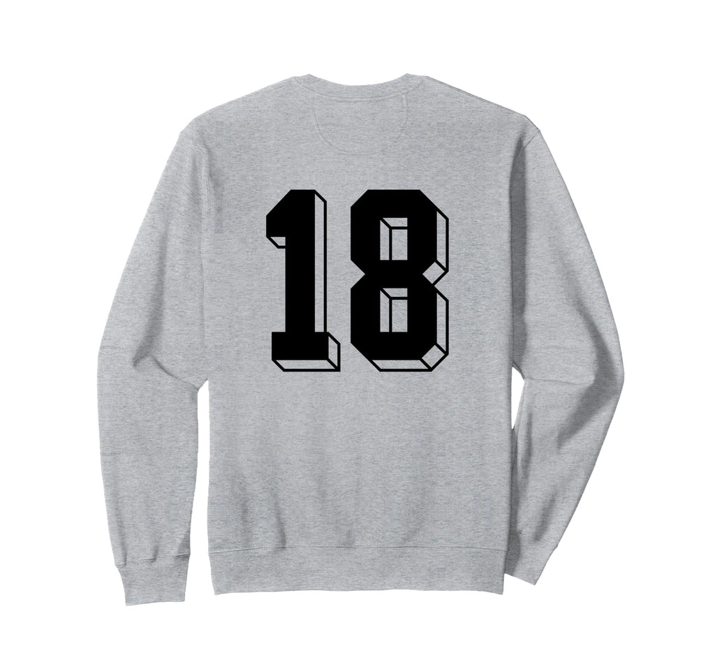 Number 18 Backside 80S 90S Team Sweatshirt - Fun Novelty Design Men Women