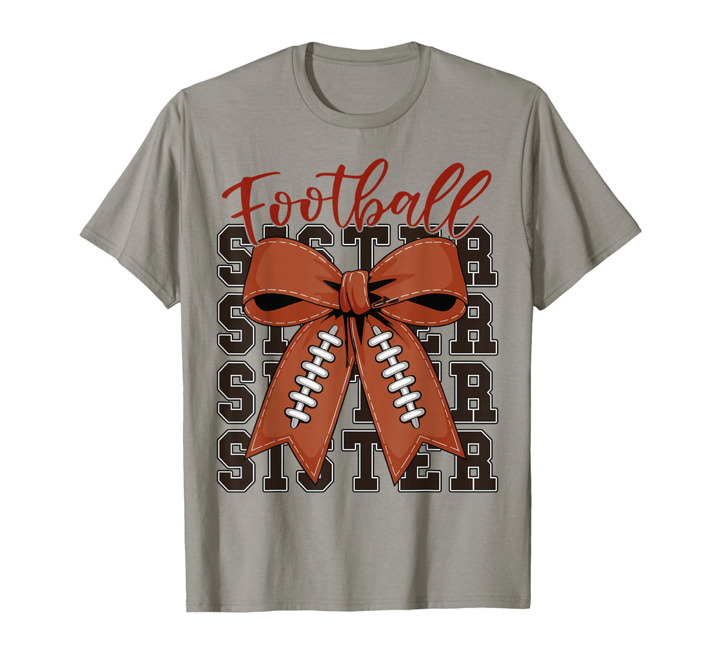 Football Sister Coquette Bow Football T-Shirt - Trendy Graphic for Adults