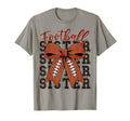 Football Sister Coquette Bow Football T-Shirt - Trendy Graphic for Adults