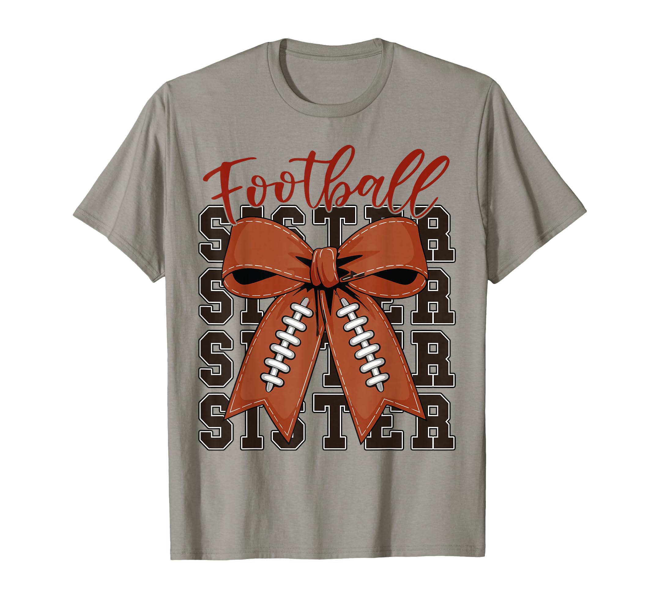 Football Sister Coquette Bow Football T-Shirt - Trendy Graphic for Adults