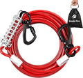 Red Chew Proof 30FT Dog Tie Out Cable, Heavy Duty Dog Lead for Yard & Camping