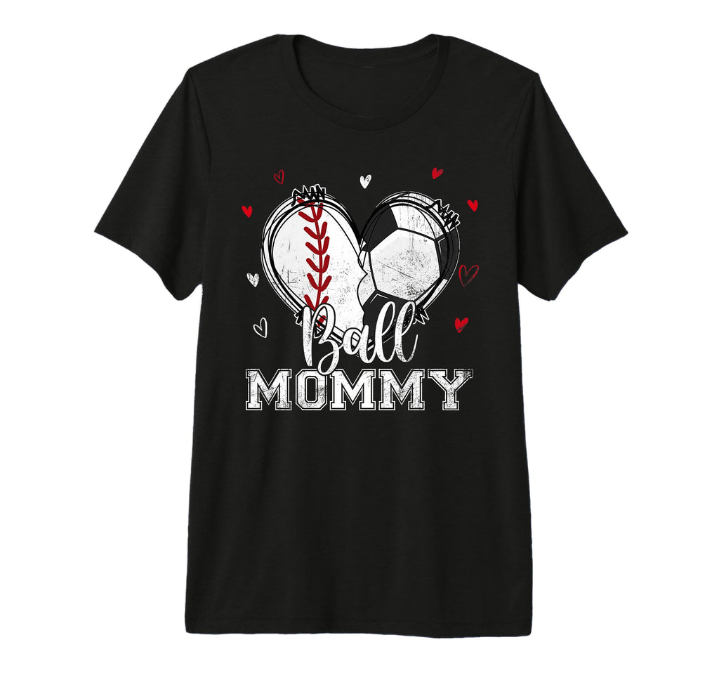 Ball Mommy Baseball Soccer Heart T-Shirt - Fun Novelty Design Men Women
