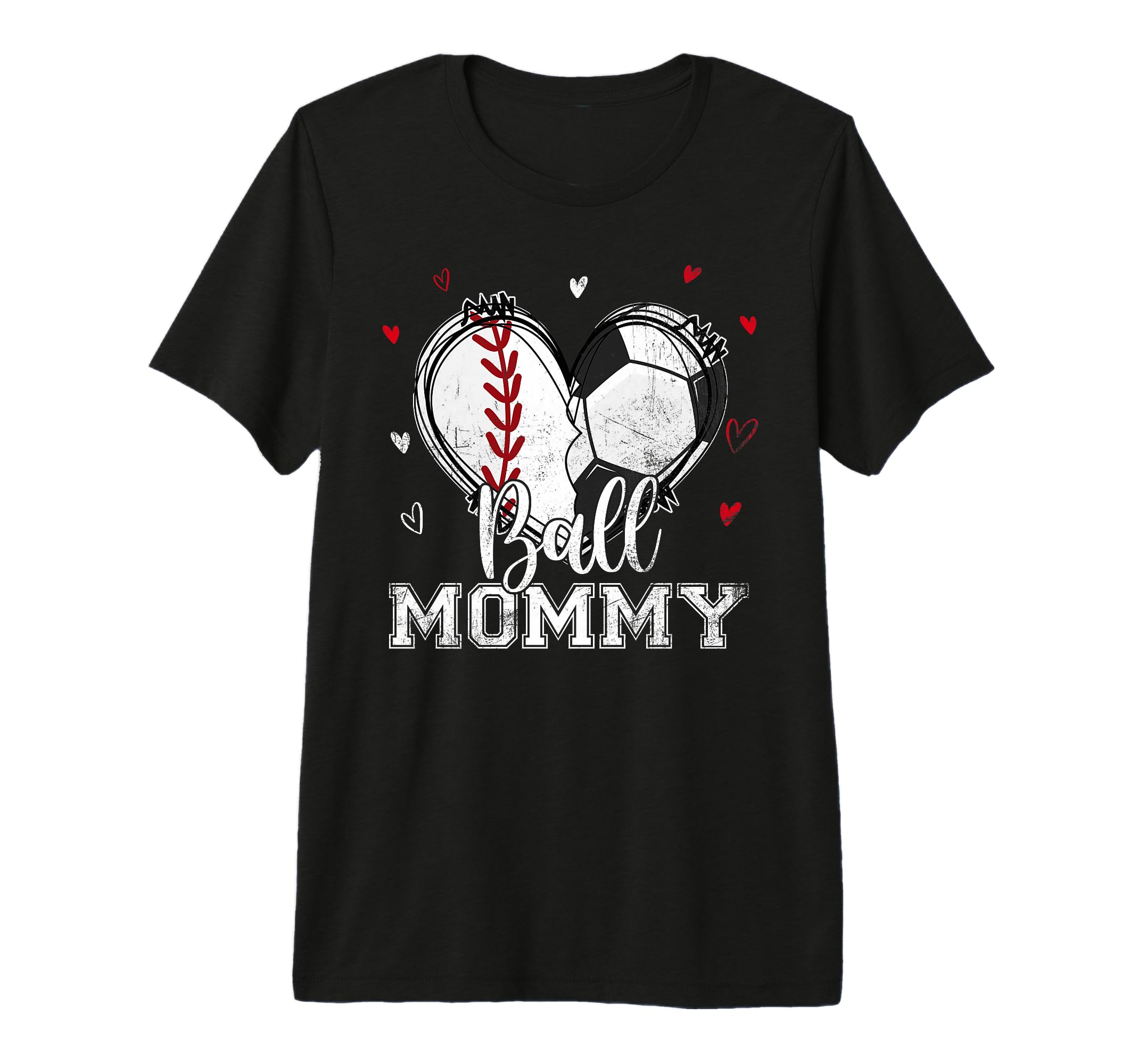 Ball Mommy Baseball Soccer Heart T-Shirt - Fun Novelty Design Men Women