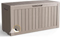 80 Gallon Outdoor Storage Box with Wheels, Waterproof Lockable Resin Deck Box Patio Storage Bin for Pool Accessories Cushion Furniture, Garden Tools, UV-Resistant Outside Delivery Grey