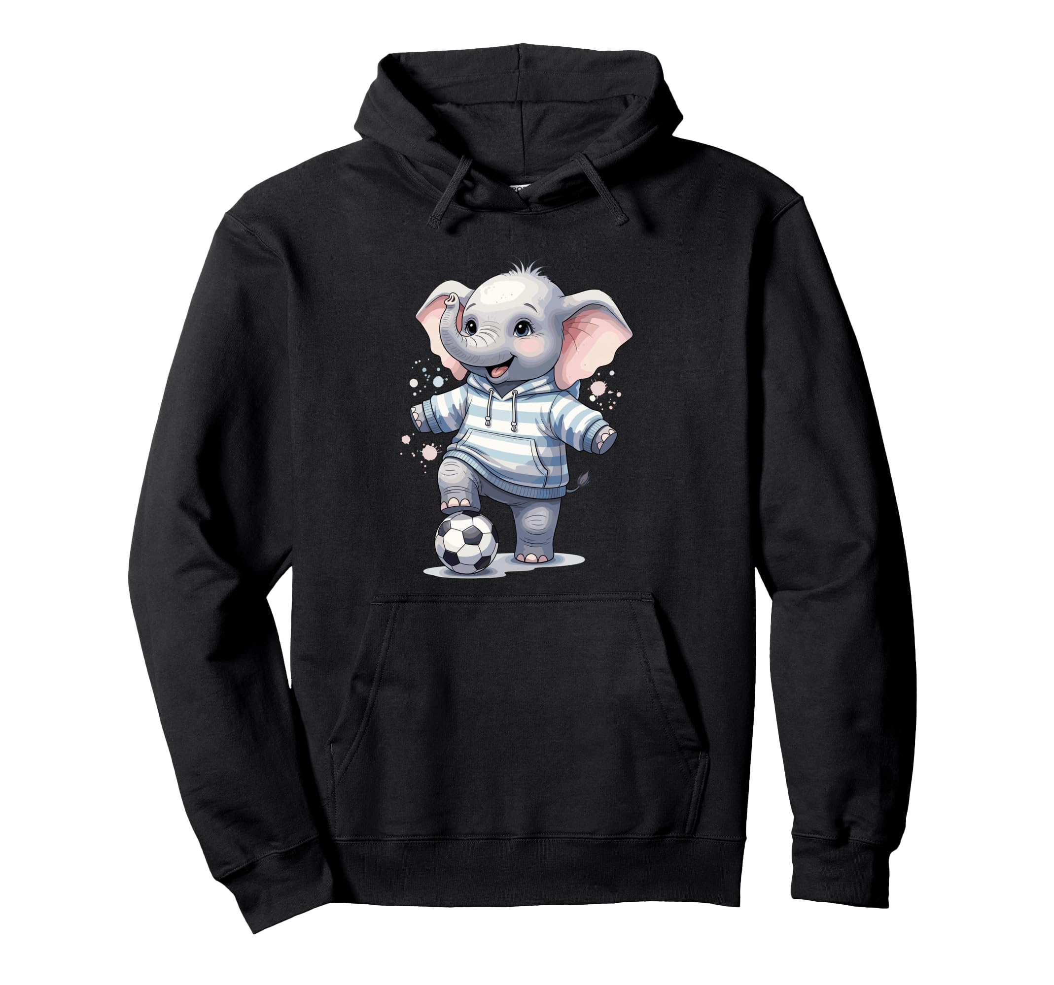 Elephant Soccer Player Striped Art Hoodie - Aesthetic Graphic for Adults