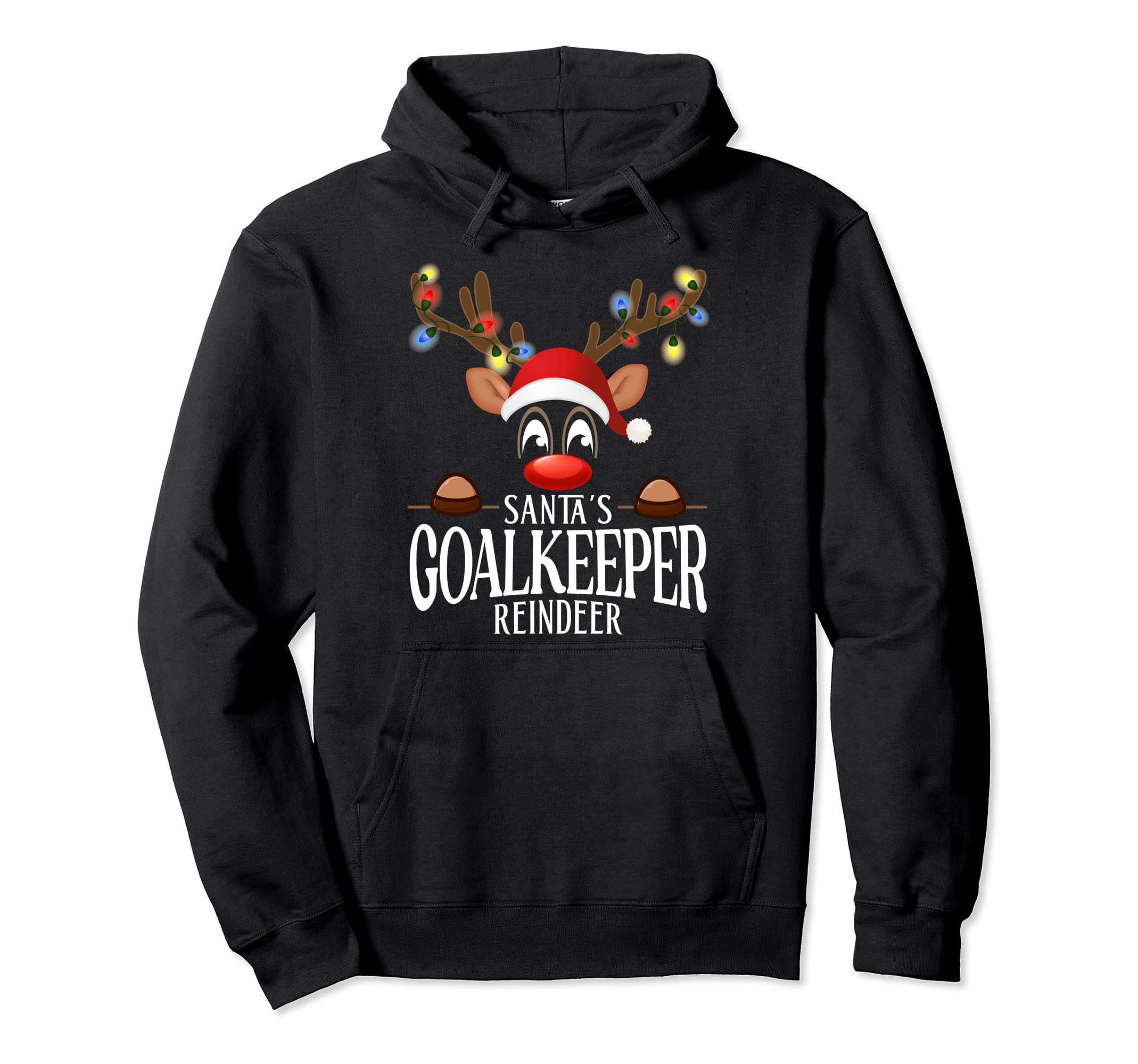 Santas Goalkeeper Reindeer Funny Hoodie - Novelty Apparel for Adults