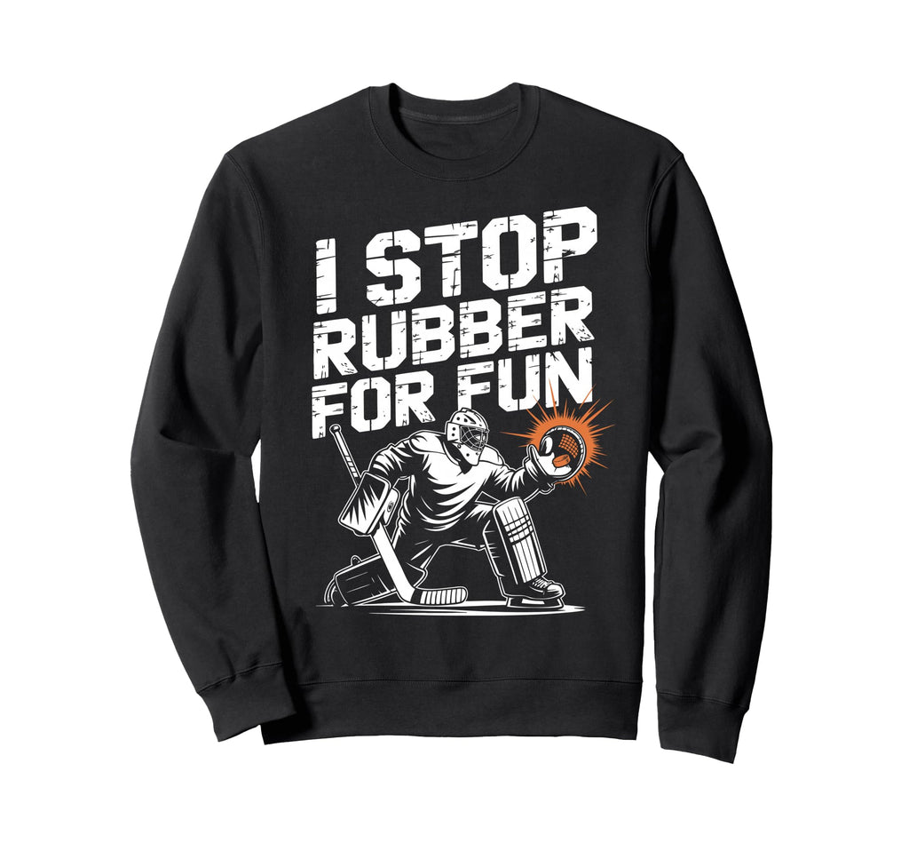 Ice Hockey Goalkeeper Saves Sweatshirt - Minimalist Print for Adults