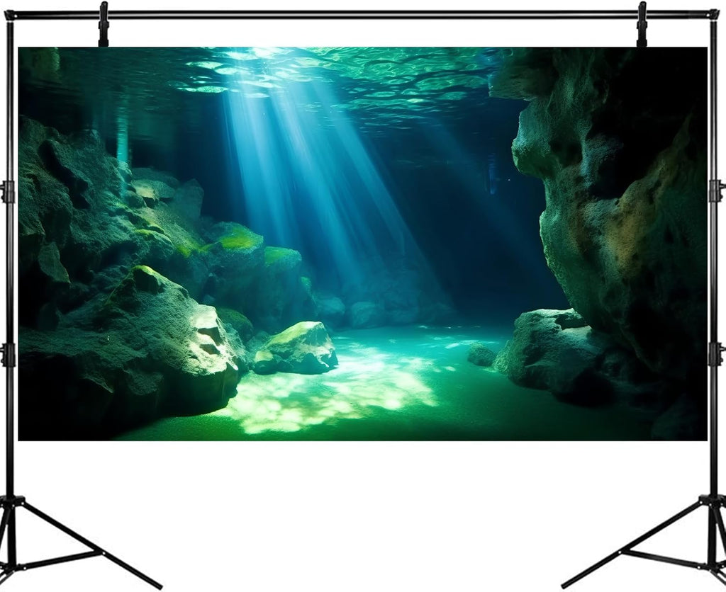 Underwater Fish Tank Background Under The Sea Cave Style Aquarium Background Ocean Floor Cave Sunlight Fish Tank Backdrop Tropical Fish Aquarium Terrarium Backgrounds Decorations 48x18in
