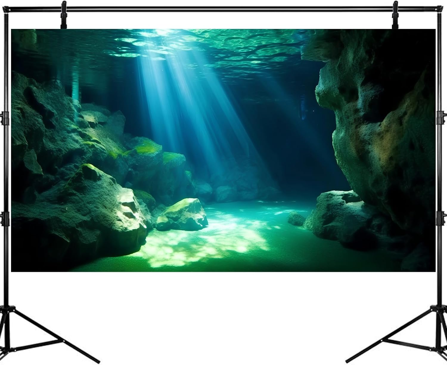 Underwater Fish Tank Background Under The Sea Cave Style Aquarium Background Ocean Floor Cave Sunlight Fish Tank Backdrop Tropical Fish Aquarium Terrarium Backgrounds Decorations 48x18in