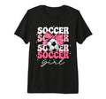 Groovy Soccer Coquette Bow Soccer Tri Blend T-Shirt - Trendy Graphic Unisex